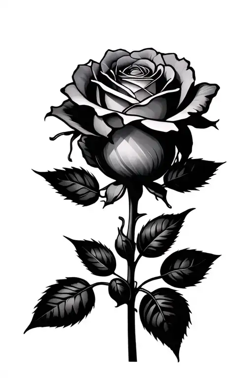 Minimalist Rose With Broken Chain Links