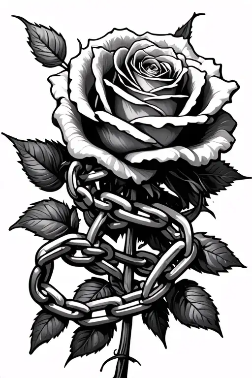 Rose With Broken Chain Links Wrapped