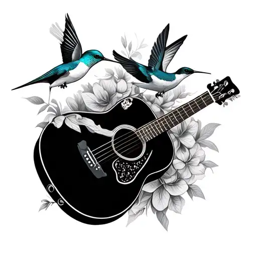 Two Hummingbirds And A Martin Guitar