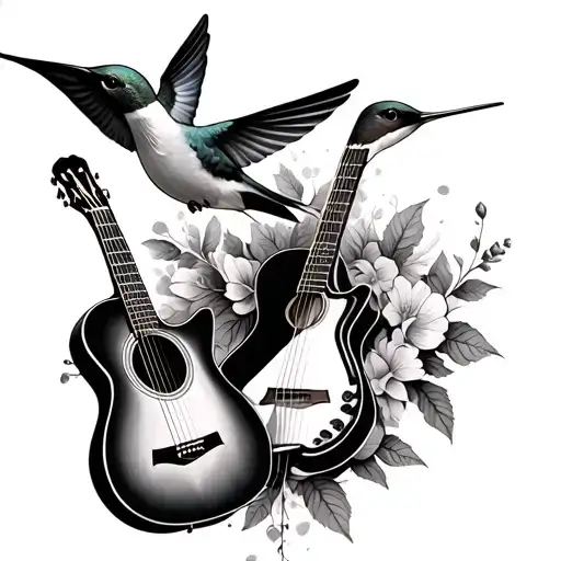 Two Hummingbirds And A Martin Guitar