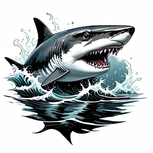 Lemon Shark With Waves Flowing Water