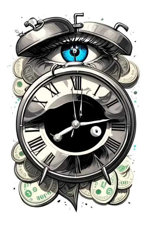 Blue Eyes Money And Clock With Numbers