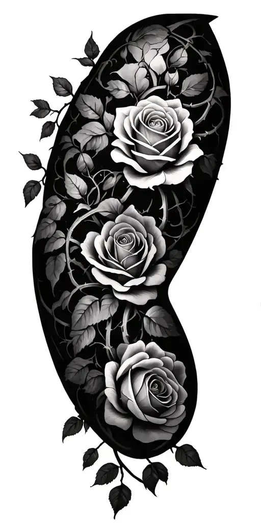 Sleeve Tatto With Roses Through The Vines With Thorns On The Vine