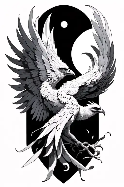 Rising Phoenix With Moon