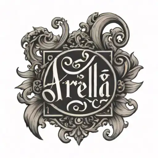 Old English Font Of The Word 'Ariella'