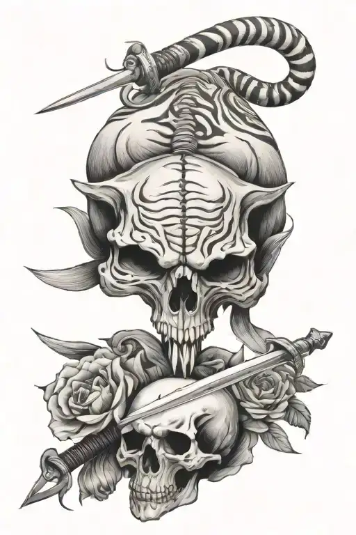 Tiger Skull With Sword