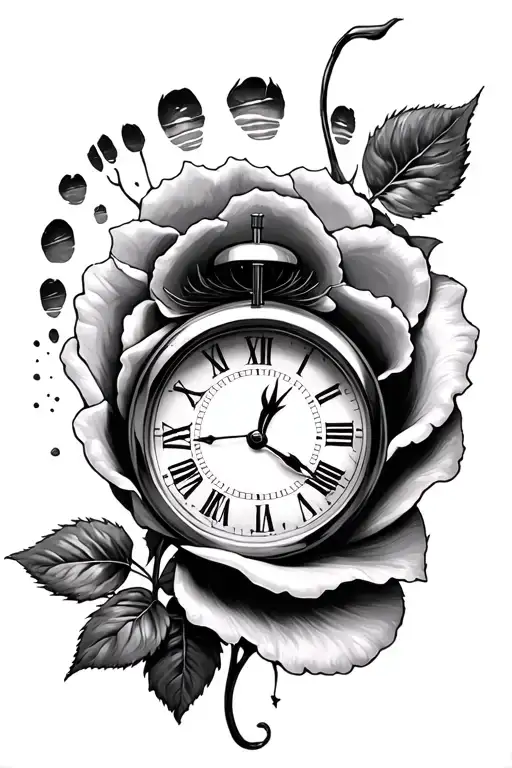 Rose Baby Footprint Clock And Eye Inside