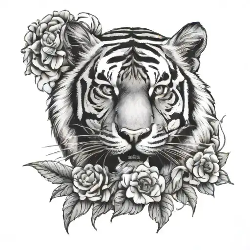 Tiger With Flower And Martial Arts