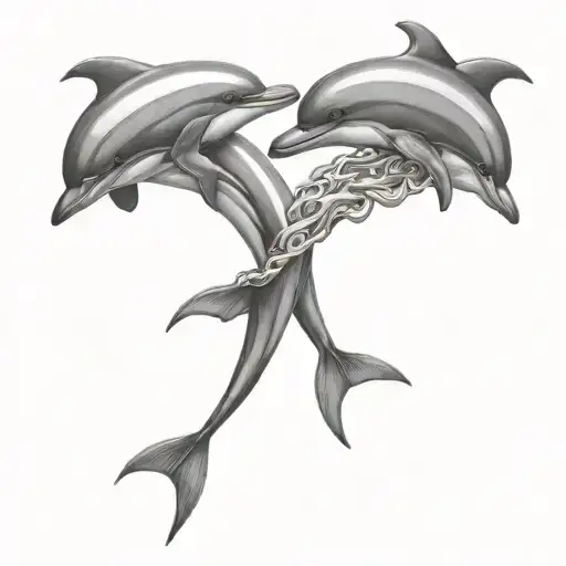 Dolphins Forming A Cancer Ribbion