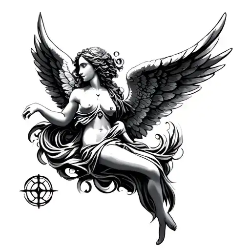 Aquarius Symbol And Angel Wings