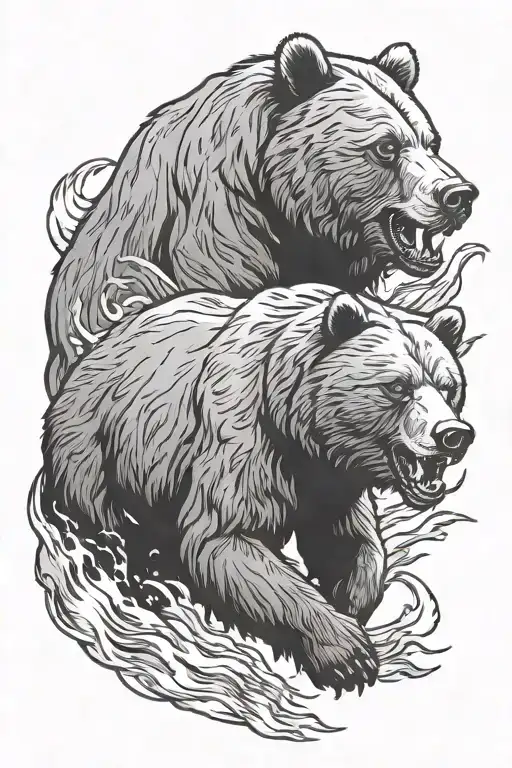 Full Grizzly Bear Fighting