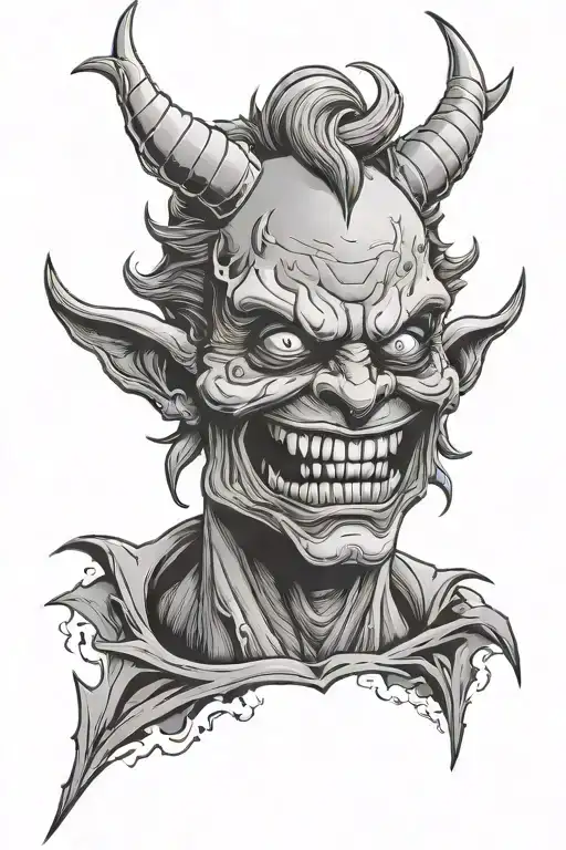 Demon With Batwings And Evil Grin