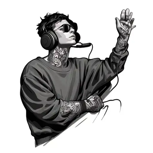 Suasage Wearing Jumper And Headphones Listening To Music