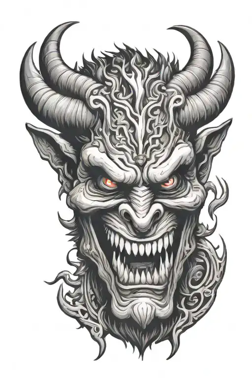 Demon Big Horns Evil Grin