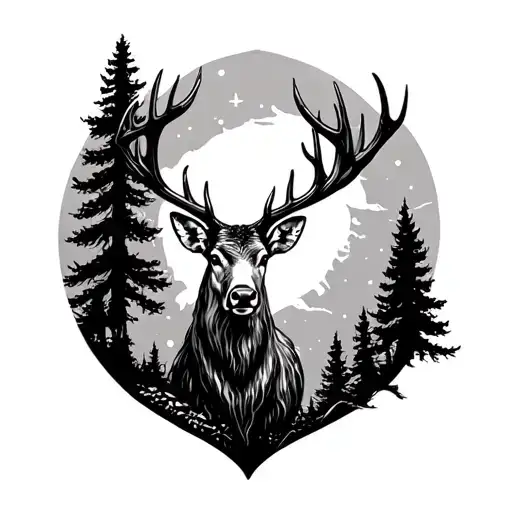 Stag Forest Sun Trees Full Leg