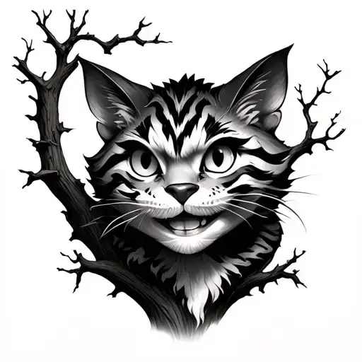 Happy Cheshire Cat In A Tree