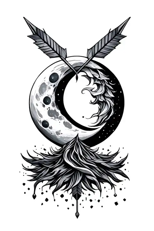 Arrow And Love You To The Moon Merging Together