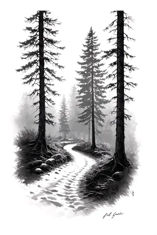 Canadian Forest Path In Sunlight Filtering Realistic