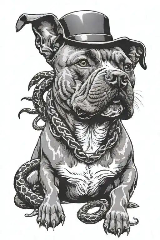 Brindle Staffordshire Bull Terrier With Snakes Crawling