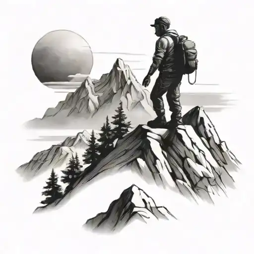 Man Looking For A Distant Light On Top Of A Mountain