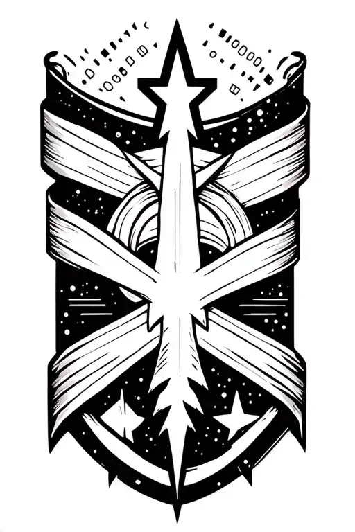 Armband Line With Shooting Star And Morse Code Above The Line