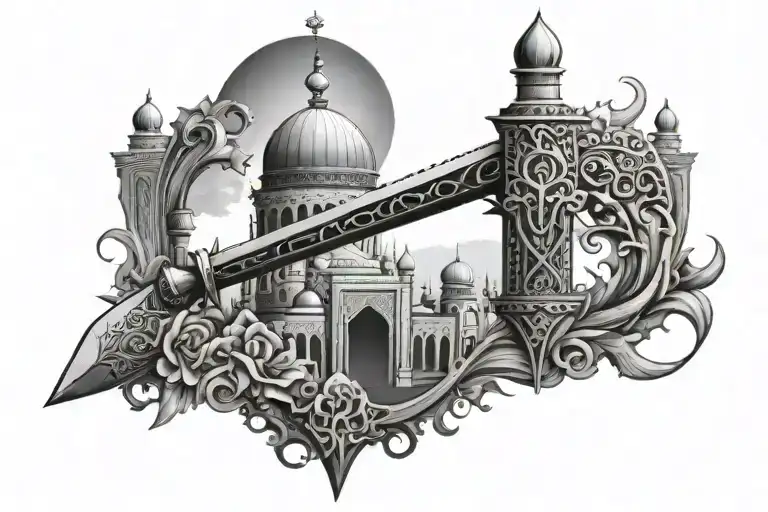 Sword And A Mosque In The Background