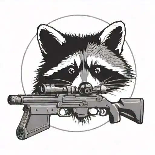 Raccoon Dog In Rifle Scope Focus Lines