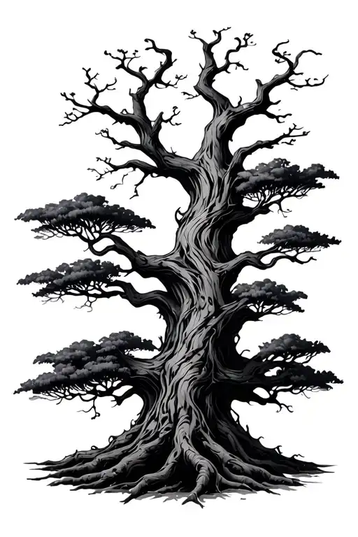 Tree With Routs And Line Going Around