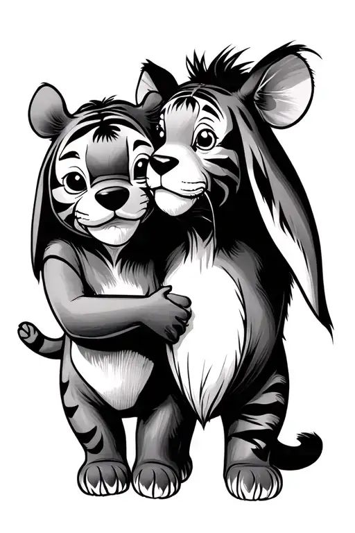 Stitch Holding Winnie The Pooh Eeyore And Tiger