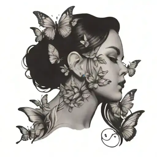 Girl Music Butterflies Flying