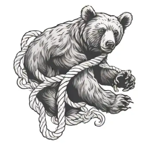 Gentle Bear Holding A Rope