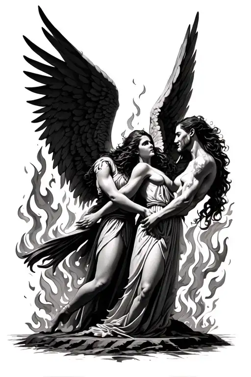 Angels Fighting Demons In Fire Rising
