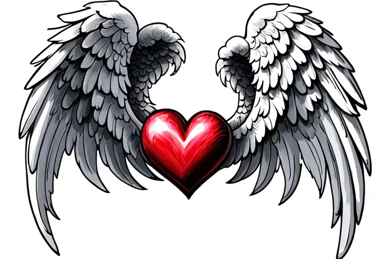 Angel Wings Two Hearts One Heart