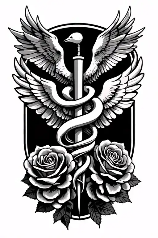 Caduceus Roses Dove Sleeve