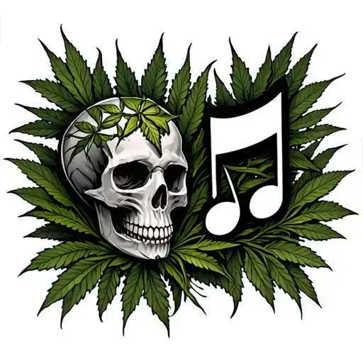 Skull Weed An Music Note Intertwined