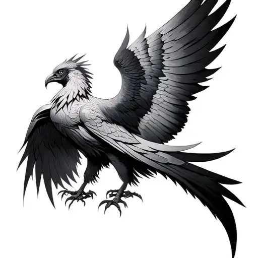 Osiris And A Phoenix With Deployed Wings