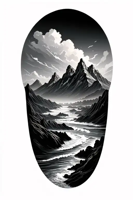 Ocean To Mountain To Desert Landscape Merging