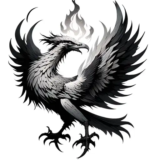 Phoenix With Fire And Air Signs Intertwined