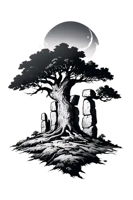 Tree Of Line Combined With Stone Henge