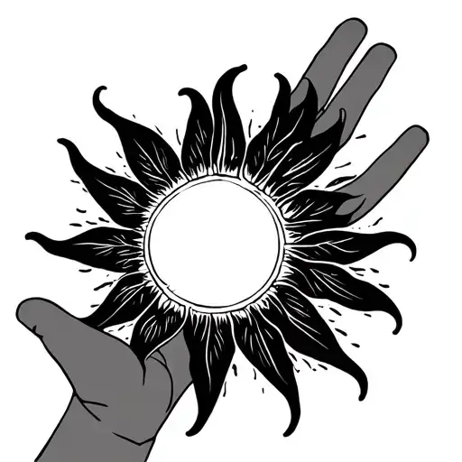 Sun In Palm Of Hand Outline