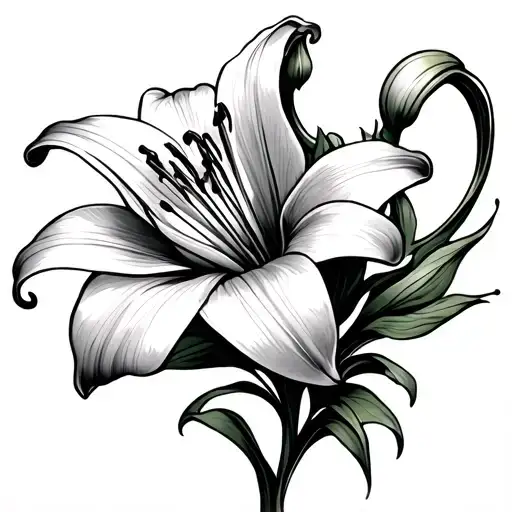 Lily Tattoo Small On Ribs No Leaves But With Curvy Lines Coming Out Of It