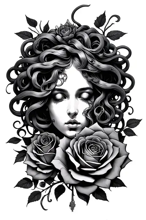 Medusa And Rose Intertwined