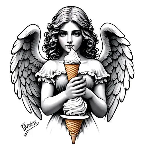 Banana Ice Cream Angel Holding