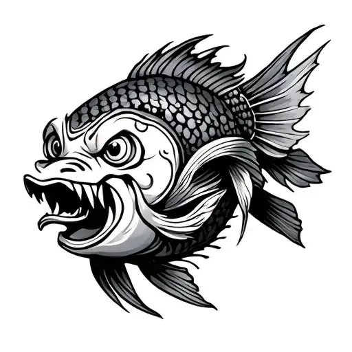 Oni Mask And Coi Fish