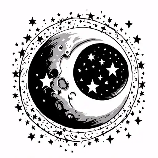 Moon Surrounded By Stars