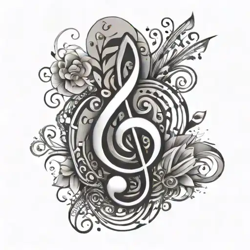 Music Clef Note Surrounded By Musical