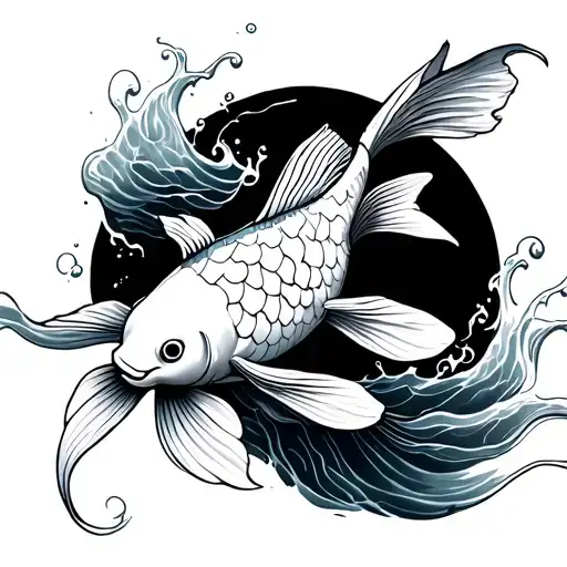 Koi Fish With Waves