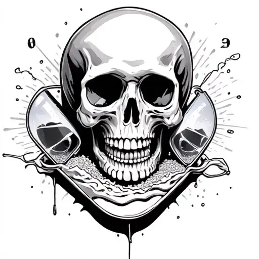 Skeleton Hourglasses With Sand Pouring Out Of A Skulls Mouth