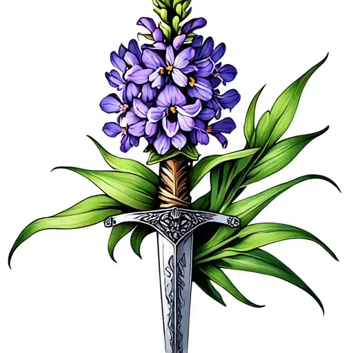 Dagger Wrapped In Purple Hyacinth Flower
