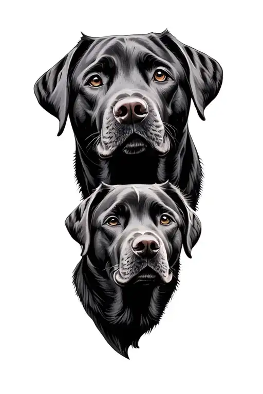 2 Labrador Faces Dog Together Symbolizing